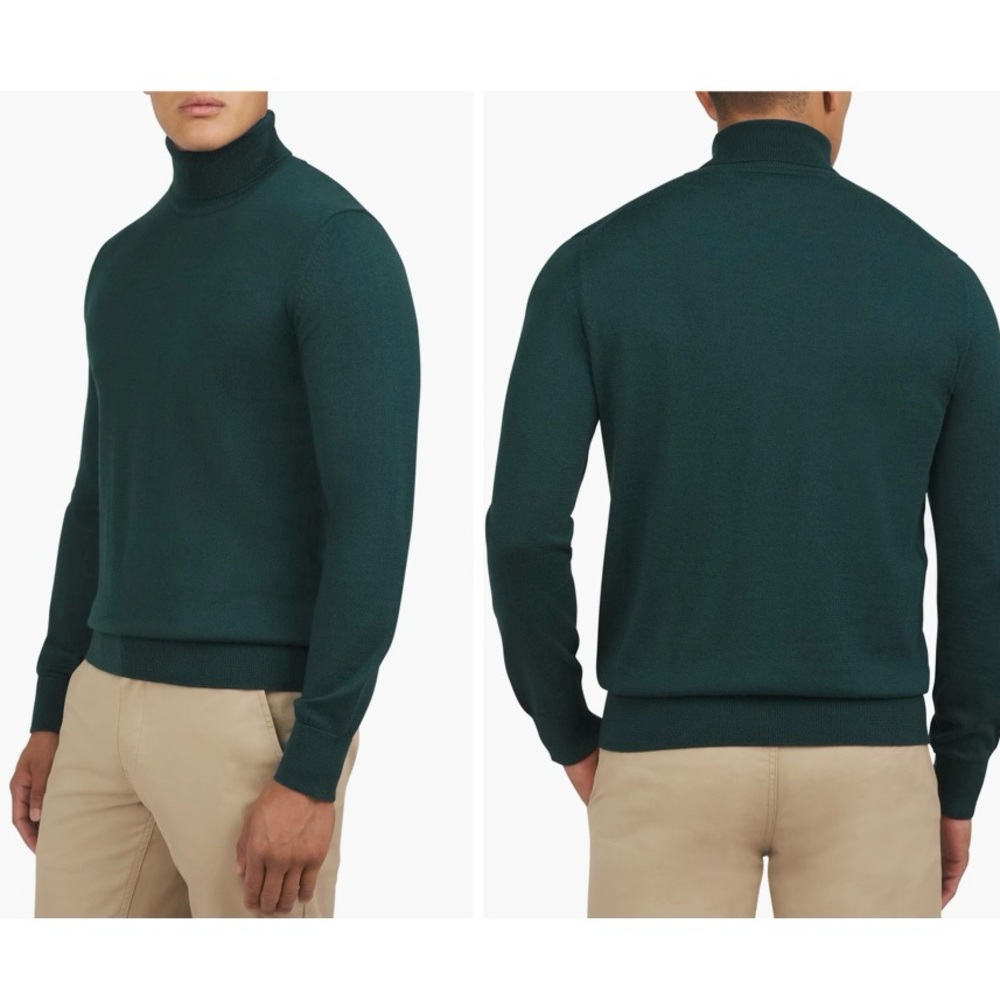Basic Soft Knit High Collar Sweater English Green M